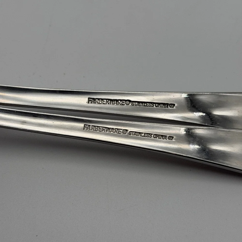 Farberware Stainless Steel Dinner Forks Set of 2 Triple Band Ribbed Tip China